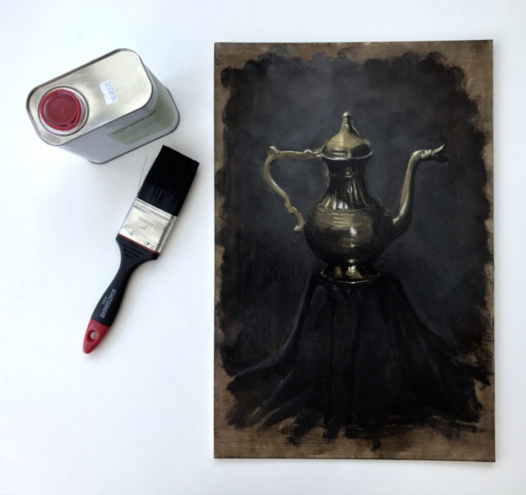 Varnishing an oil painting for the first time